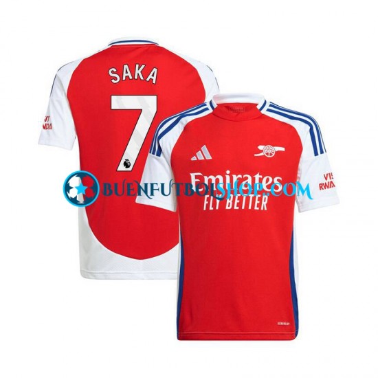 Camiseta de Fútbol Arsenal Bukayo Saka 7 2024-2025 Primera Equipación Rojo Manga Corta Hombre