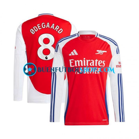 Camiseta de Fútbol Arsenal Martin Odegaard 8 2024-2025 Primera Equipación Rojo Manga Larga Hombre