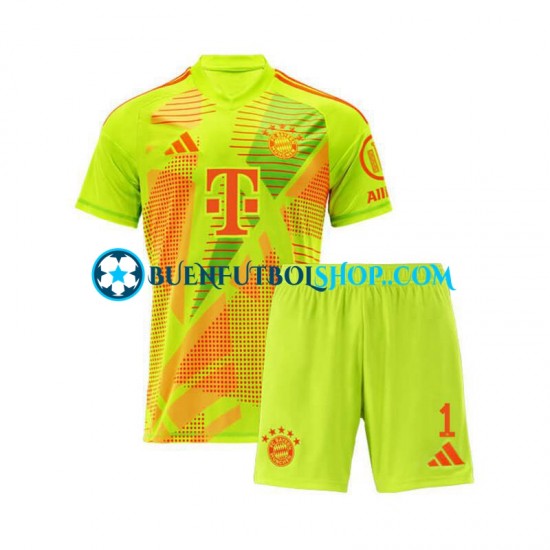 Camiseta de Fútbol Bayern de Múnich Portero Manuel Neuer 1 2024-2025 Primera Equipación Manga Corta Niño