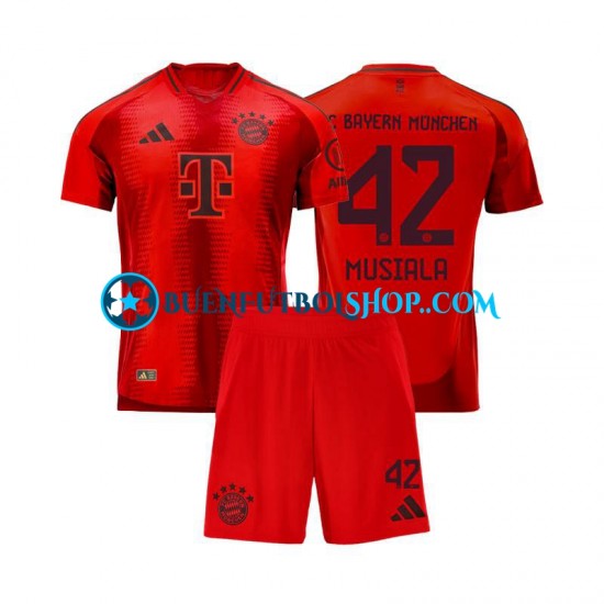 Camiseta de Fútbol Bayern de Múnich Jamal Musiala 42 2024-2025 Primera Equipación Rojo Manga Corta Niño