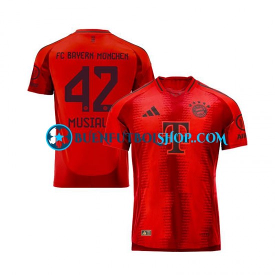 Camiseta de Fútbol Bayern de Múnich Jamal Musiala 42 2024-2025 Primera Equipación Rojo Manga Corta Hombre