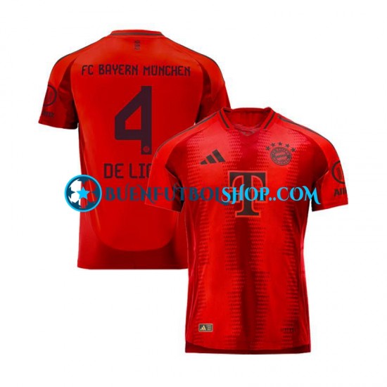 Camiseta de Fútbol Bayern de Múnich Matthijs de Ligt 4 2024-2025 Primera Equipación Rojo Manga Corta Hombre