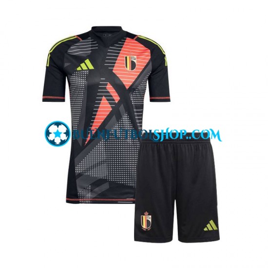 Camiseta de Fútbol Bélgica Portero Euro 2024 Primera Equipación Negro Manga Corta Niño