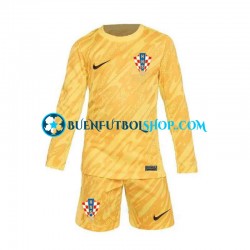 Camiseta de Fútbol Croacia Portero Euro 2024 Primera Equipación Amarillo Manga Larga Niño