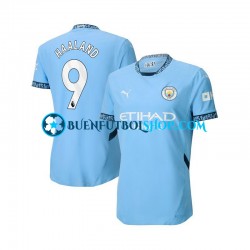 Camiseta de Fútbol Manchester City Erling Haaland 9 2024-2025 Primera Equipación Azul Manga Corta Hombre