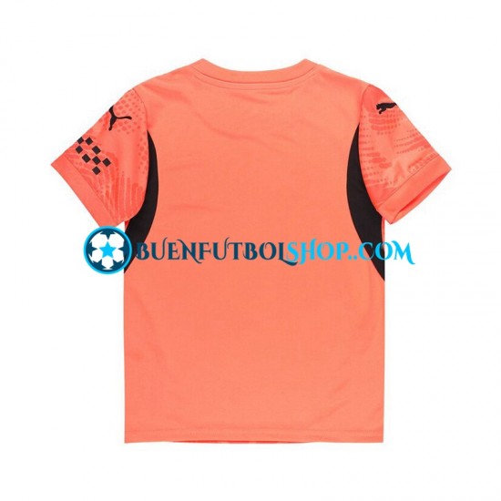 Camiseta de Fútbol Manchester City Portero 2024-2025 Segunda Equipación Naranja Manga Corta Hombre