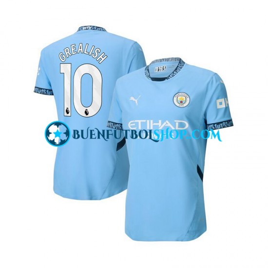 Camiseta de Fútbol Manchester City Jack Grealish 10 2024-2025 Primera Equipación Azul Manga Corta Hombre