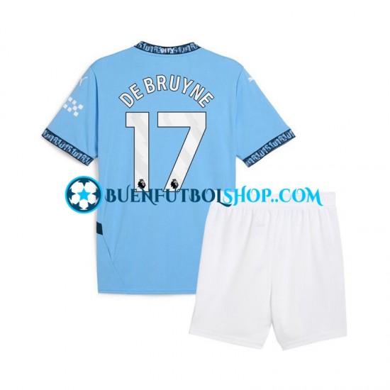 Camiseta de Fútbol Manchester City Kevin De Bruyne 17 2024-2025 Primera Equipación Azul Manga Corta Niño