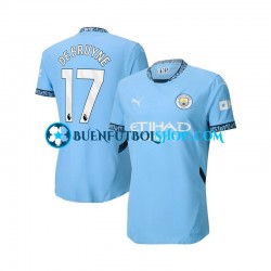 Camiseta de Fútbol Manchester City Kevin De Bruyne 17 2024-2025 Primera Equipación Azul Manga Corta Hombre