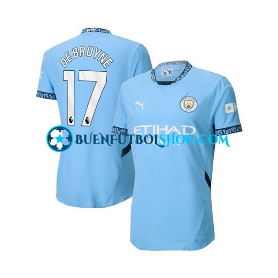 Camiseta de Fútbol Manchester City Kevin De Bruyne 17 2024-2025 Primera Equipación Azul Manga Corta Hombre