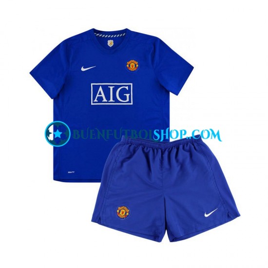 Camiseta de Fútbol Manchester United Retro 2008 Segunda Equipación Manga Corta Niño