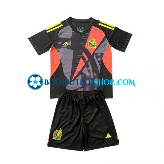 Camiseta de Fútbol México Portero 2024 Primera Equipación Negro Manga Corta Niño