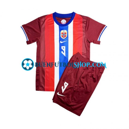 Camiseta de Fútbol Noruega Erling Haaland 9 2024 Primera Equipación Rojo Manga Corta Niño