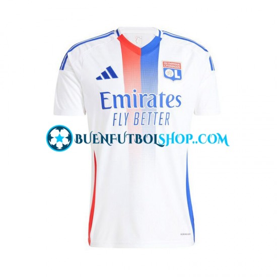 Camiseta de Fútbol Olympique de Lyon 2024-2025 Primera Equipación Blanco Manga Corta Hombre