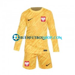 Camiseta de Fútbol Polonia Portero Euro 2024 Primera Equipación Amarillo Manga Larga Niño Camiseta de Fútbol Polonia Portero Euro 2024 Primera Equipación Amarillo Manga Larga Niño