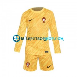 Camiseta de Fútbol Portugal Portero Euro 2024 Primera Equipación Amarillo Manga Larga Niño