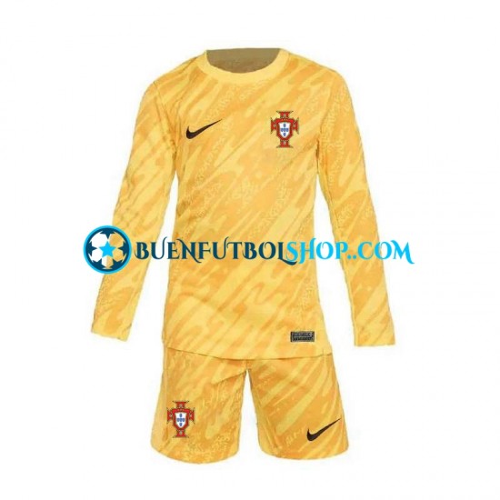 Camiseta de Fútbol Portugal Portero Euro 2024 Primera Equipación Amarillo Manga Larga Niño