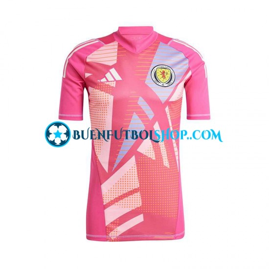 Camiseta de Fútbol Escocia Portero Euro 2024 Tercera Equipación Rosa Manga Corta Hombre