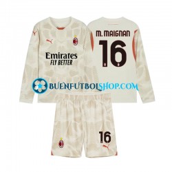 Camiseta de Fútbol AC Milan Portero Mike Maignan 16 2024-2025 Tercera Equipación Manga Larga Niño Camiseta de Fútbol AC Milan Portero Mike Maignan 16 2024-2025 Tercera Equipación Manga Larga Niño