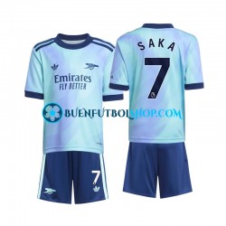 Camiseta de Fútbol Arsenal Saka 7 2024-2025 Tercera Equipación Manga Corta Niño