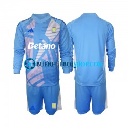 Camiseta de Fútbol Aston Villa Portero 2024-2025 Tercera Equipación Azul Manga Larga Niño