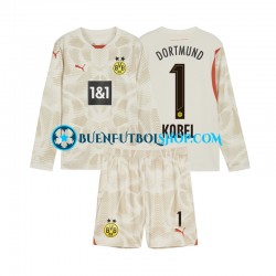 Camiseta de Fútbol Borussia Dortmund Portero Gregor Kobel 1 2024-2025 Primera Equipación Manga Larga Niño