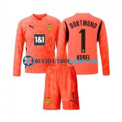 Camiseta de Fútbol Borussia Dortmund Portero Gregor Kobel 1 2024-2025 Tercera Equipación Manga Larga Niño