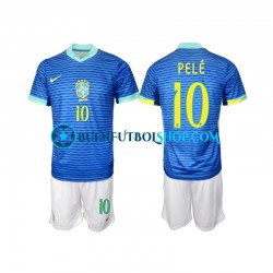 Camiseta de Fútbol Brasil PELE 10 2024 Segunda Equipación Manga Corta Niño