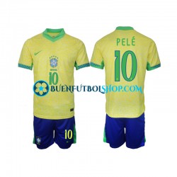 Camiseta de Fútbol Brasil PELE 10 2024 Primera Equipación Manga Corta Niño