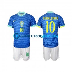 Camiseta de Fútbol Brasil Ronaldinho 10 2024 Segunda Equipación Manga Corta Niño