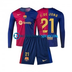 Camiseta de Fútbol FC Barcelona Frenkie de Jong 21 2024-2025 Primera Equipación Manga Larga Niño