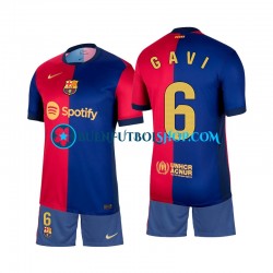 Camiseta de Fútbol FC Barcelona Gavi 6 2024-2025 Primera Equipación Manga Corta Niño