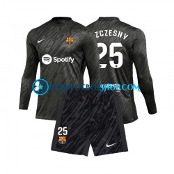 Camiseta de Fútbol FC Barcelona Portero Wojciech Szczesny 25 2024-2025 Segunda Equipación Manga Larga Niño