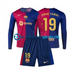 Camiseta de Fútbol FC Barcelona Lamine Yamal 19 2024-2025 Primera Equipación Manga Larga Niño