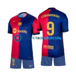 Camiseta de Fútbol FC Barcelona Lewandowski 9 2024-2025 Primera Equipación Manga Corta Niño
