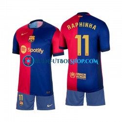 Camiseta de Fútbol FC Barcelona Raphinha 11 2024-2025 Primera Equipación Manga Corta Niño