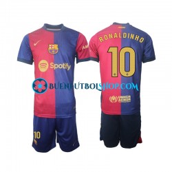 Camiseta de Fútbol FC Barcelona Ronaldinho 10 2024-2025 Primera Equipación Manga Larga Niño