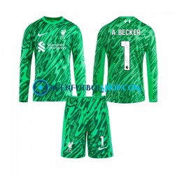 Camiseta de Fútbol Liverpool Portero Alisson Becker 1 2024-2025 Segunda Equipación Manga Larga Niño