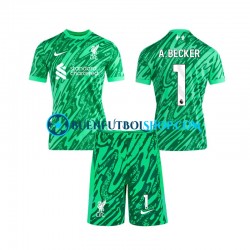 Camiseta de Fútbol Liverpool Portero Alisson Becker 1 2024-2025 Segunda Equipación Manga Corta Niño