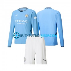 Camiseta de Fútbol Manchester City 2024-2025 Primera Equipación Manga Larga Niño