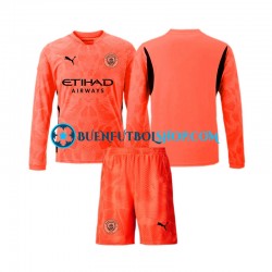 Camiseta de Fútbol Manchester City Portero 2024-2025 Segunda Equipación Manga Larga Niño