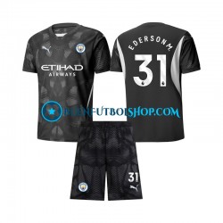Camiseta de Fútbol Manchester City Portero Ederson Moraes 31 2024-2025 Cuarta Equipación Manga Corta Niño