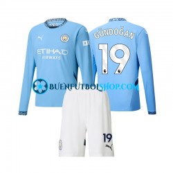 Camiseta de Fútbol Manchester City Gundogan 19 2024-2025 Primera Equipación Manga Larga Niño