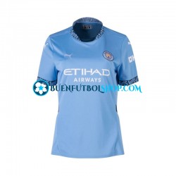 Camiseta de Fútbol Manchester City 2024-2025 Primera Equipación Manga Corta para Mujer
