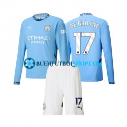 Camiseta de Fútbol Manchester City Kevin De Bruyne 17 2024-2025 Primera Equipación Manga Larga Niño