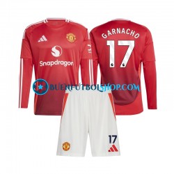 Camiseta de Fútbol Manchester United Alejandro Garnacho 17 2024-2025 Primera Equipación Manga Larga Niño