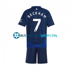 Camiseta de Fútbol Manchester United Beckham 7 2024-2025 Segunda Equipación Manga Corta Niño