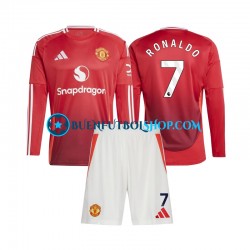 Camiseta de Fútbol Manchester United Cristiano Ronaldo 7 2024-2025 Primera Equipación Manga Larga Niño
