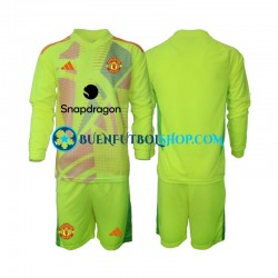 Camiseta de Fútbol Manchester United Portero 2024-2025 Segunda Equipación Manga Larga Niño