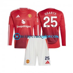 Camiseta de Fútbol Manchester United Manuel Ugarte 25 2024-2025 Primera Equipación Manga Larga Niño